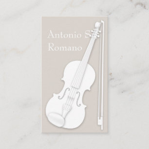 Carte De Visite Violon blanc & Bow Simply Elegant String Player
