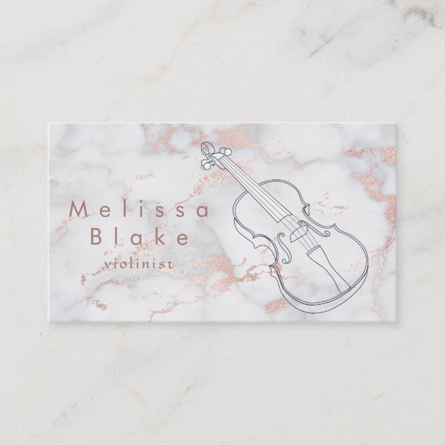 Carte De Visite violon sur marbre rose (Devant)