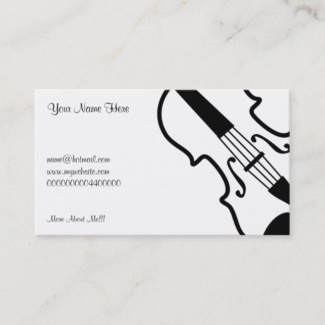 Carte De Visite Violon, votre nom ici, (Devant)