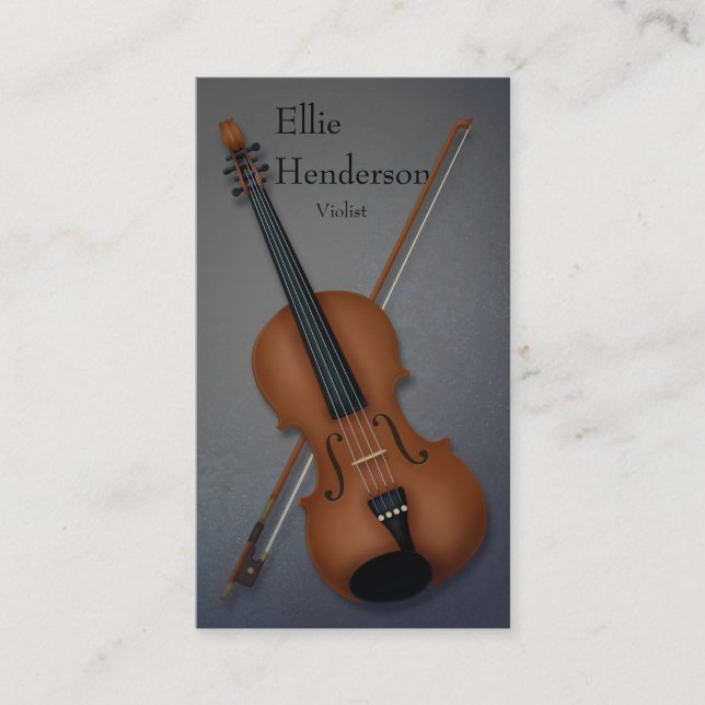 Carte De Visite Violoniste exécutant le gris foncé du musicien (Devant)