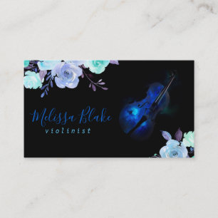 Carte De Visite violoniste floral bleu