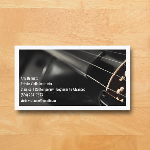 Carte De Visite Violoniste noir de violon blanc Qr Code