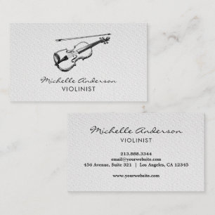 Carte De Visite Violoniste professionnel Violon musical Noir Blanc