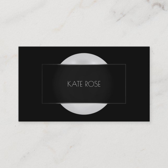 Carte De Visite Vip conceptuel Pearl Grey Black Argent Arrondi Cad (Devant)