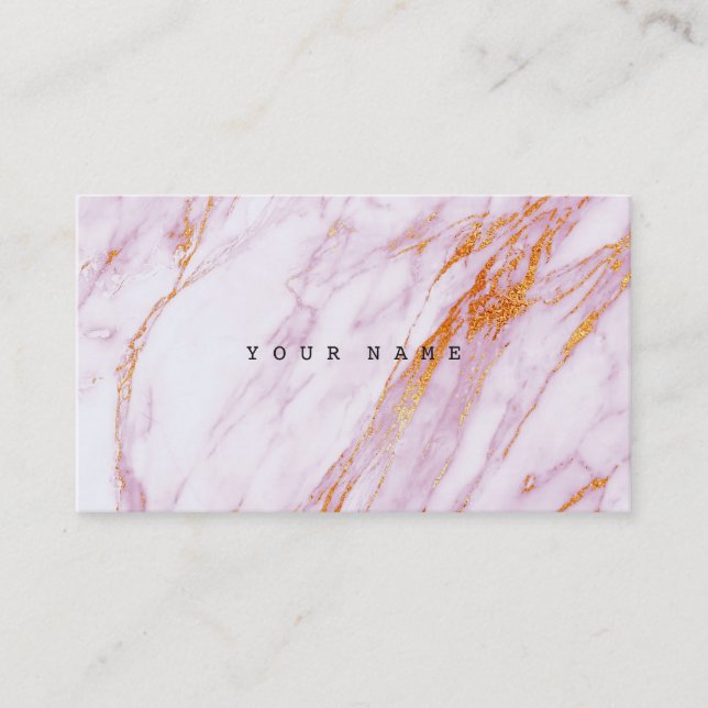 Carte de visite Vip en marbre rose blanc Grungy or (Devant)
