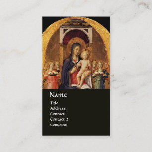 Carte De Visite VIRGIN AVEC ENFANT ET ANGELS ,Gold Black