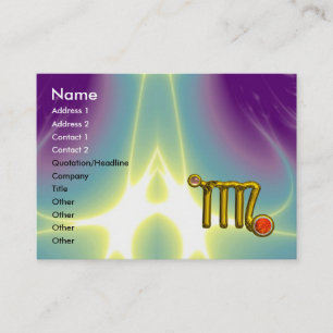 CARTE DE VISITE VIRGO / GOLD ORANGE AGATE ZODIAC SIGNE JEWEL