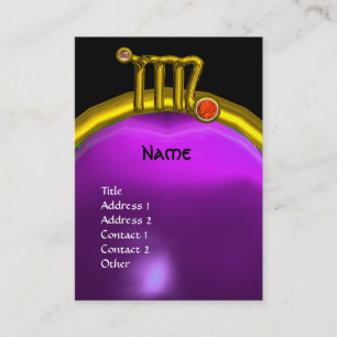 CARTE DE VISITE VIRGO / GOLD ZODIAC SIGNE JEWEL PURPLE GEM MONOGRA