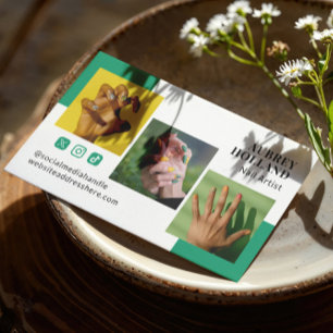 Carte De Visite Viridian Green 3 Photos Social Media Nail Artist