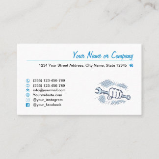 Carte De Visite Vis à la clé, tiré à la main. Service de réparatio