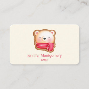 Carte De Visite Visage d'ours mignon dans un biscuit de Noël avec