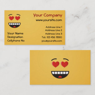 Carte De Visite Visage souriant aux yeux en forme de coeur