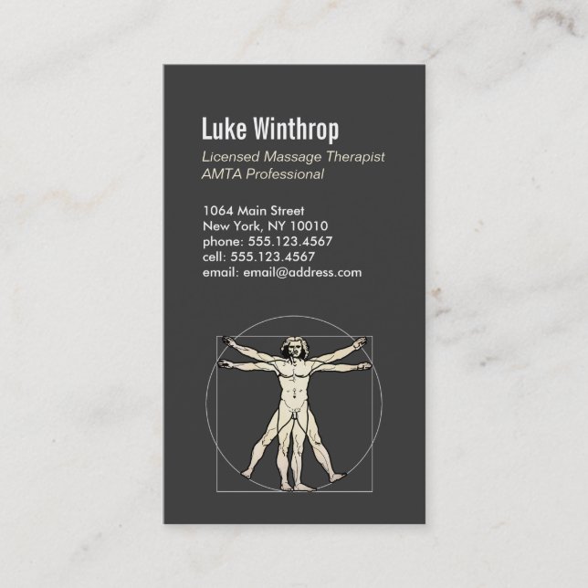 Carte De Visite Vitruvian Homme Massage Thérapiste 6 (Devant)