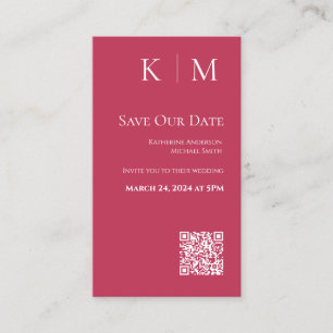 Carte De Visite Viva Magenta-Modern-Save the Date-QR code-