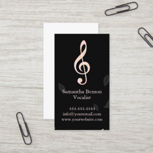 Carte De Visite Vocalist Singer Musical Clef Logo Rose Gold Music