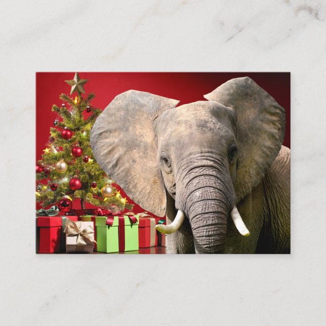 Carte De Visite Voeux de Noël éléphant (Devant)