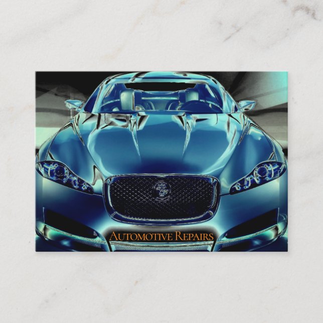 Carte De Visite Voiture bleue électrique, arrière - plan noir (Devant)