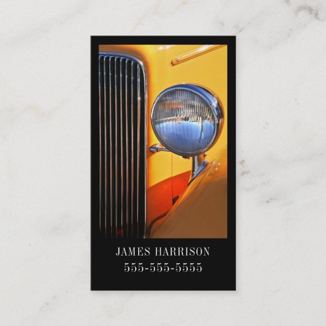Carte De Visite Voiture classique Automobile jaune et noir (Devant)