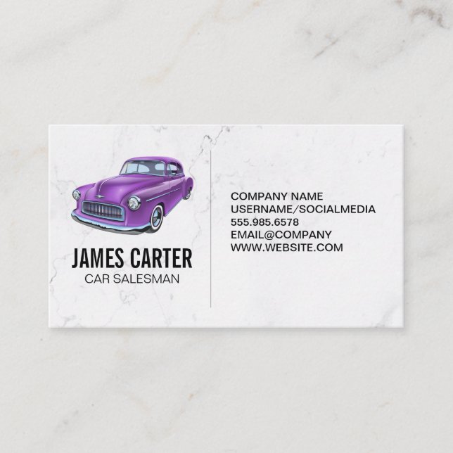 Carte De Visite Voiture classique violette (Devant)