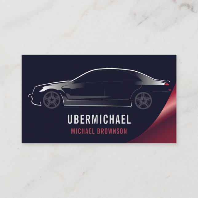 Carte De Visite Voiture de location Marine Rouge Luxe Chauffeur Fo (Devant)