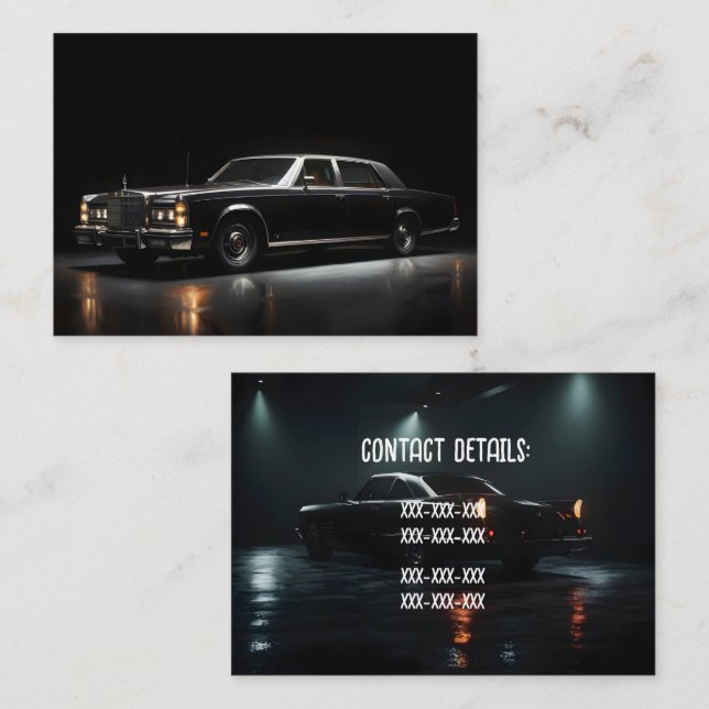Carte De Visite Voiture de luxe noire (Devant / Derrière)