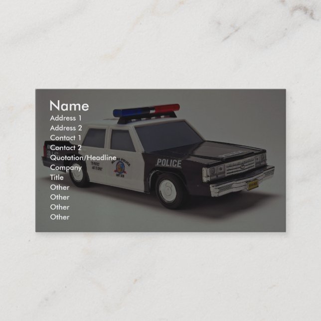Carte De Visite Voiture de police noire et blanche (Devant)