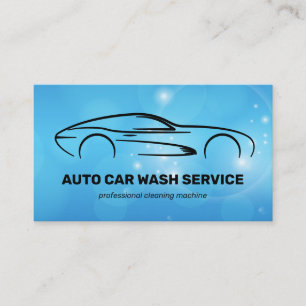 Carte De Visite Voiture de sport bleue Silhouette Lavage Cire Auto