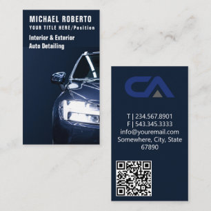 Carte De Visite Voiture de sport   Code QR du logo mécanique autom