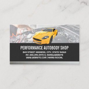 Carte De Visite Voiture de sport jaune   Services mécaniques