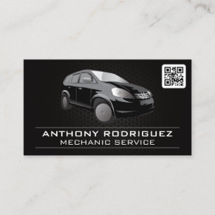 Carte De Visite Voiture noire Code QR Services automatiques