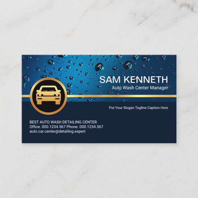 Carte De Visite Voiture professionnelle Blue Water Drop Gold (Devant)