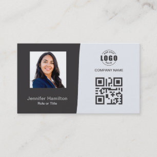 Carte De Visite Voiture professionnelle QRCode photo gris