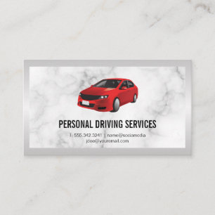 Carte De Visite Voiture rouge   Services de conduite