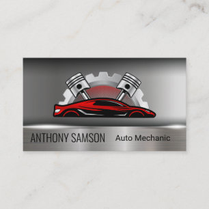 Carte De Visite Voiture sport rouge   Porteur de pistons   Mécaniq