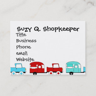 Carte De Visite Voitures vintages rouges de rétro de camping