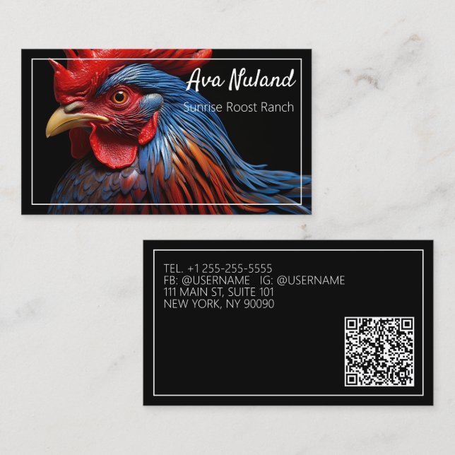 Carte De Visite Volaille élevage de poulet sur mesure QR (Devant / Derrière)