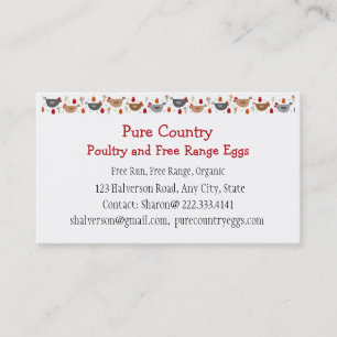 Carte De Visite Volaille, Oeufs De La Ferme De Poulet Coup Gratuit