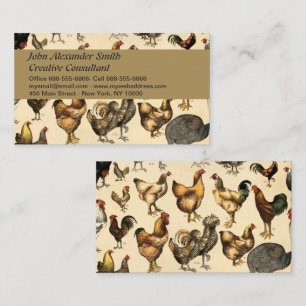 Carte De Visite Volailles anciennes du monde - Races de poules art