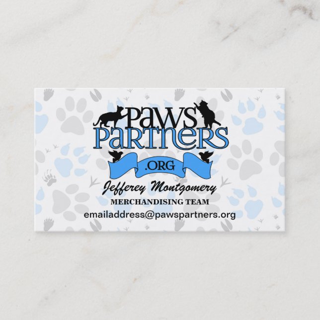 Carte De Visite volontaire de coutume de PawsPartners.org (Devant)