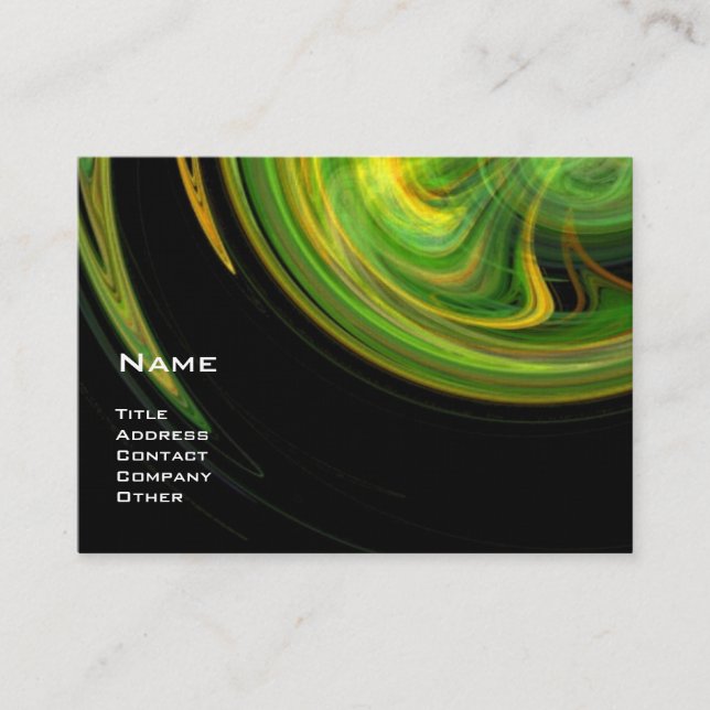 Carte De Visite VORTEX LUMINEUX, ORANGE JAUNE ESPACES VERTS Noir (Devant)
