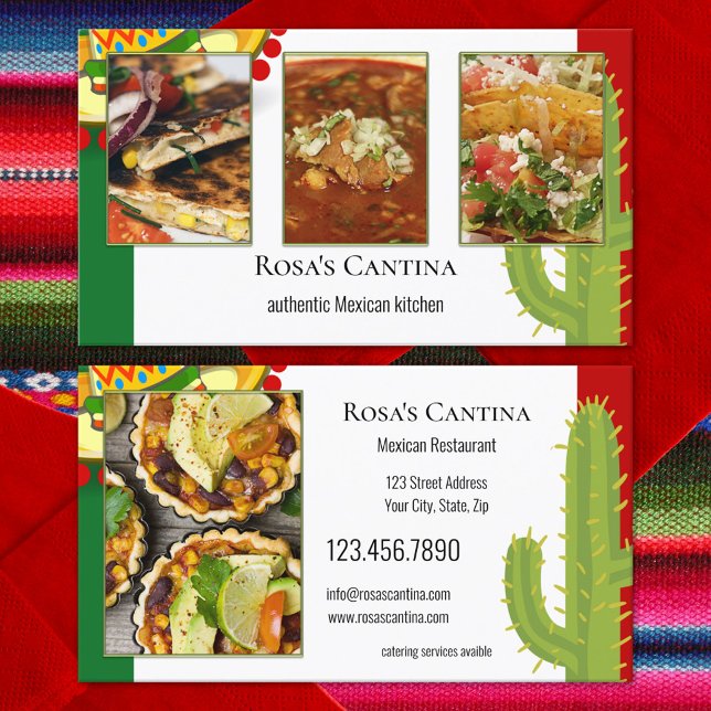 Carte De Visite Vos Photos Restaurant Mexicain Services De Restaur (Créateur téléchargé)