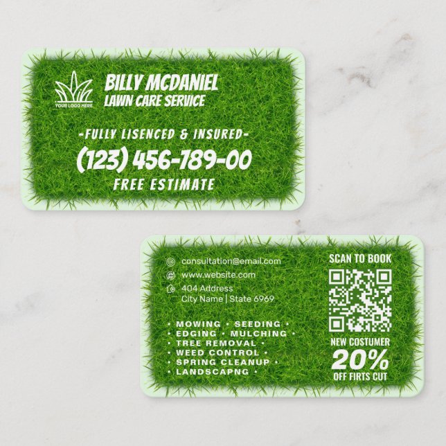 Carte De Visite Votre entreprise de logo | Service de soins de la  (Devant / Derrière)