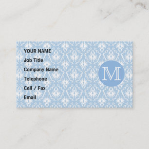 Carte De Visite Votre lettre, monogramme. Modèle bleu-clair de