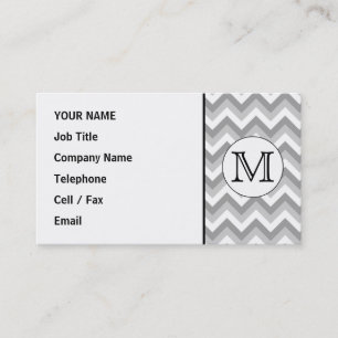 Carte De Visite Votre lettre. Monogramme Motif gris Zigzag.