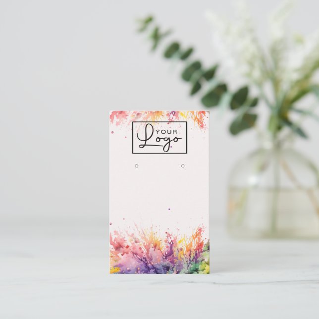 Carte De Visite Votre logo Bright Earring Card Social Media Code Q (Debout devant)