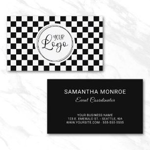 Carte De Visite Votre logo damier noir et blanc