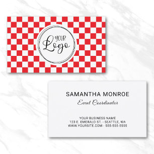 Carte De Visite Votre logo damier rouge et blanc