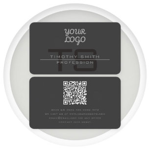 Carte De Visite Votre logo et code QR Modern Dark Grey