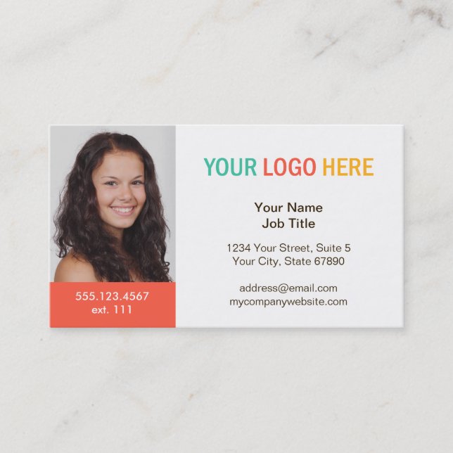 Carte De Visite Votre logo et société de professionnel de headshot (Devant)