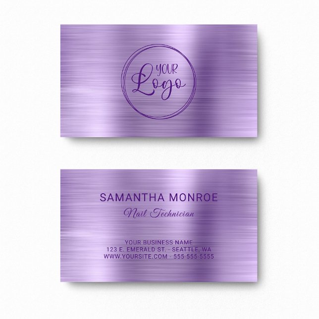 Carte De Visite Votre logo Faux Light Purple Ombre Foil (Your Logo Faux Light Purple Ombre Foil Business Card)